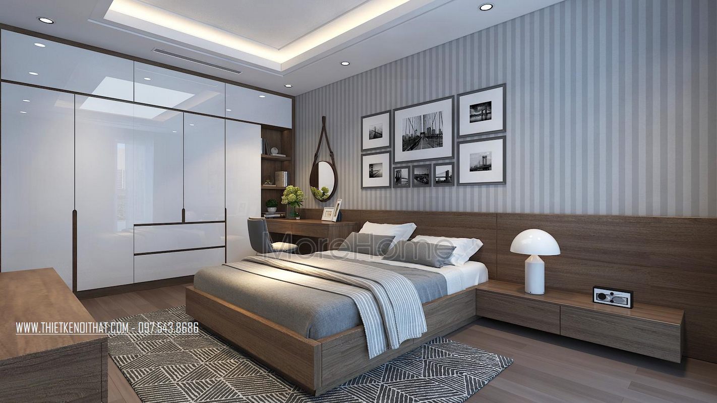 Thiết kế nội thất phòng ngủ chung cư hiện đại N05 Hoàng Đạo Thúy